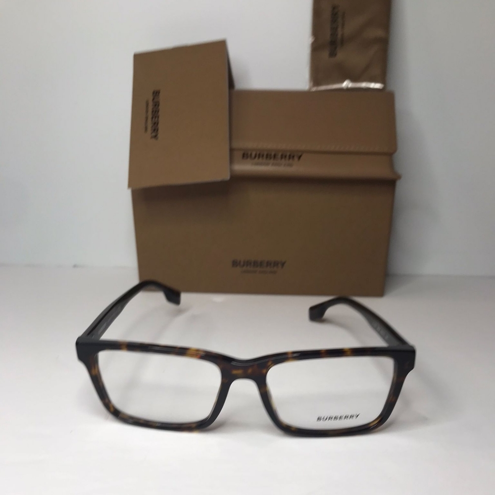 Authentic New BURBERRYMen's Tortoise Square Eyeglass Frames BE2320F386455 - Picture 5 of 15